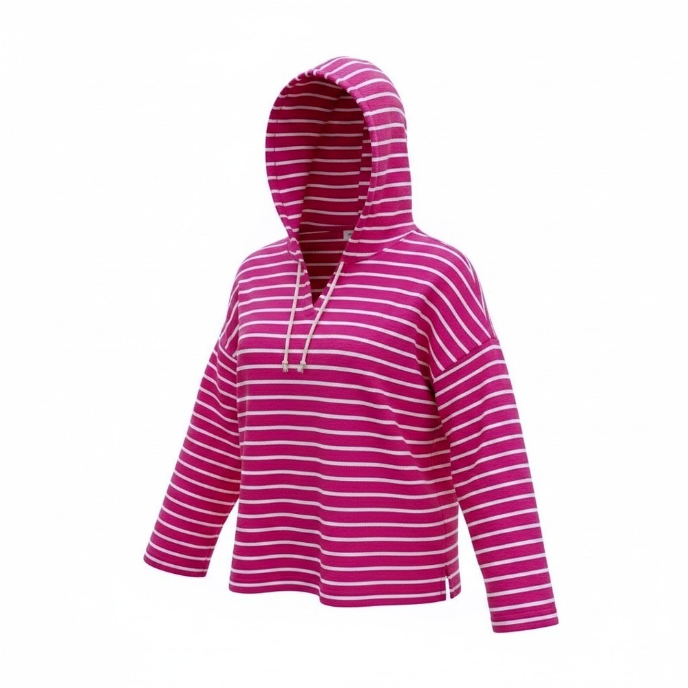 J. Crew Hoodie Women 3X Pink Striped Pullover Preppy Beachy Loungewear Casual